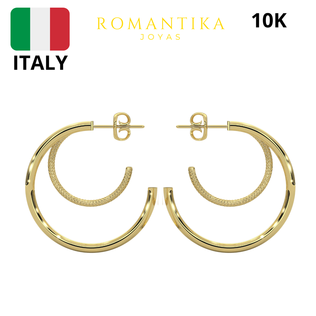 Arracada Tubular Doble Facetado Oro 10k