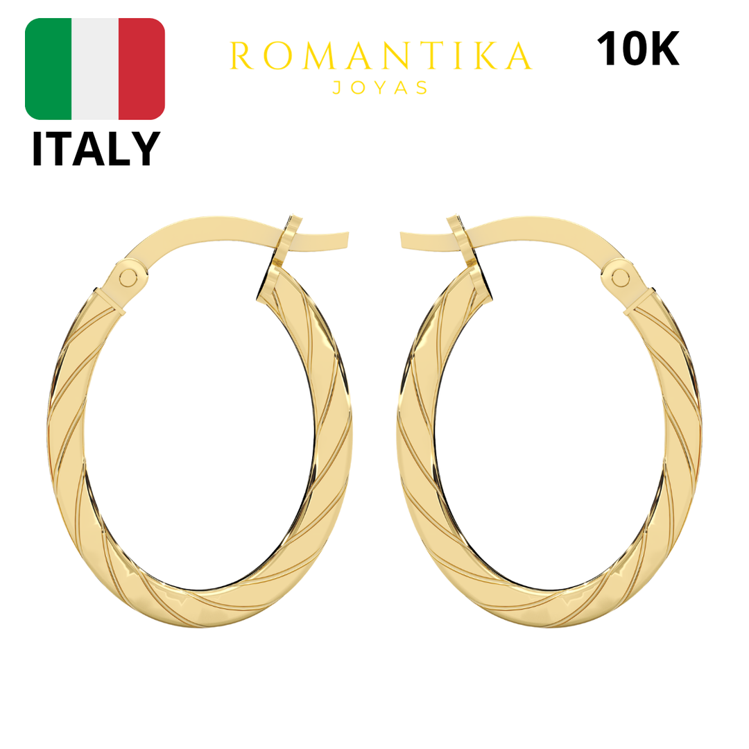 Aretes Tubular Torcido Ovalado 10k