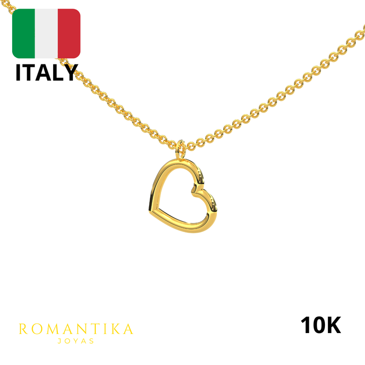 Collar Corazon Grande Tubular 10k