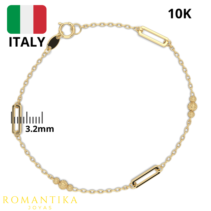 Pulsera Figaro Bolita 10k