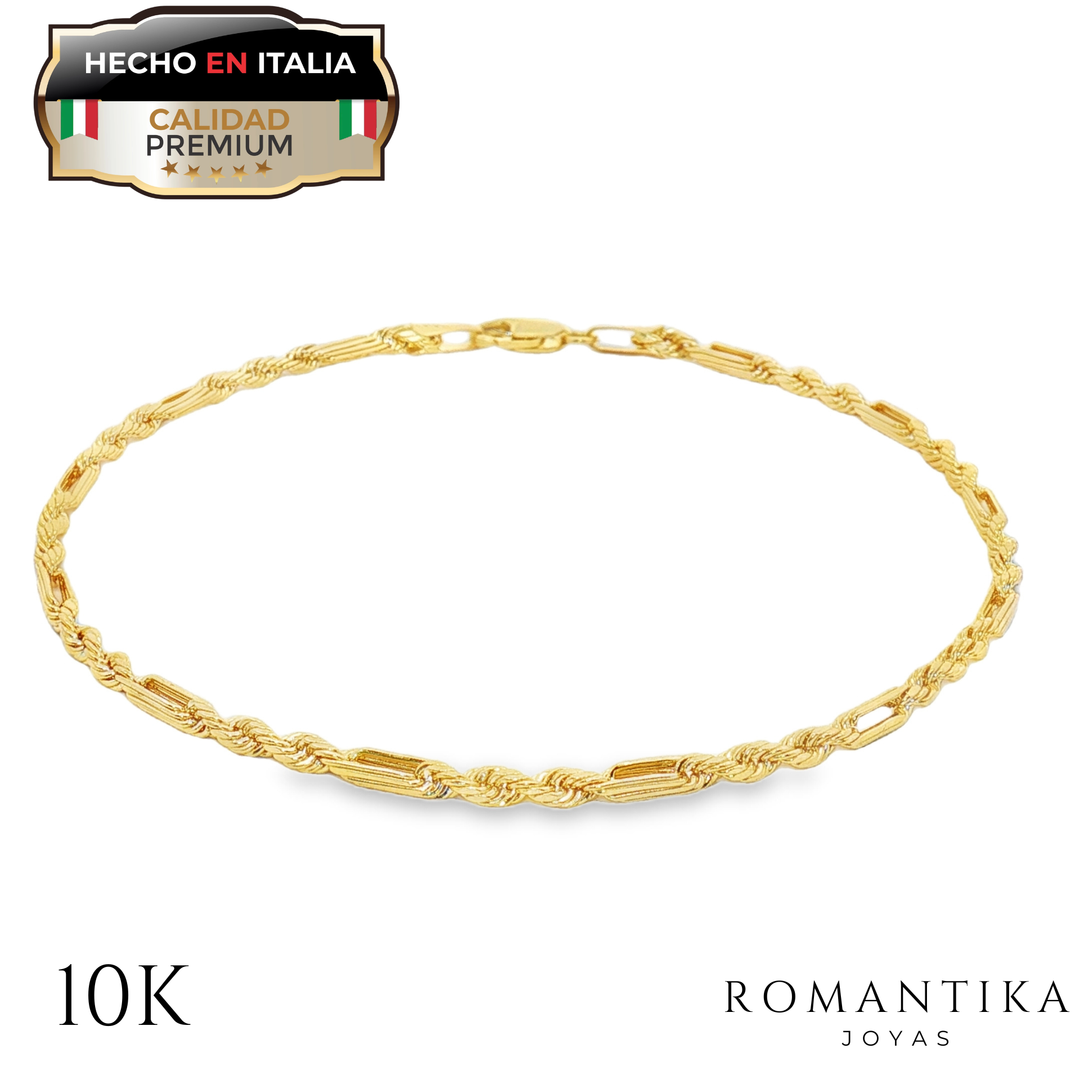 Pulsera Figaro Torzal Milano 10k 2mm