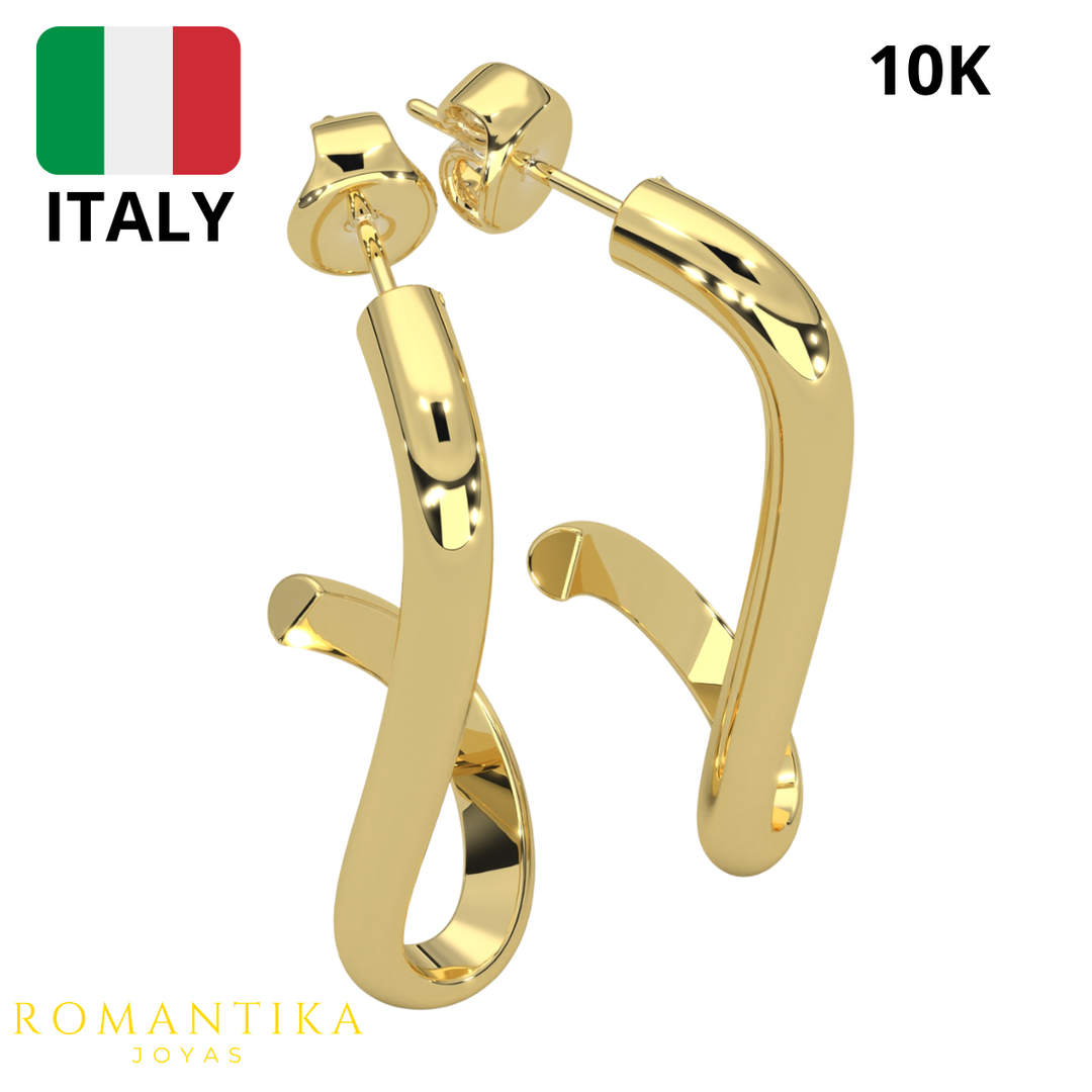 Aretes Pendientes Moño Largo 10k