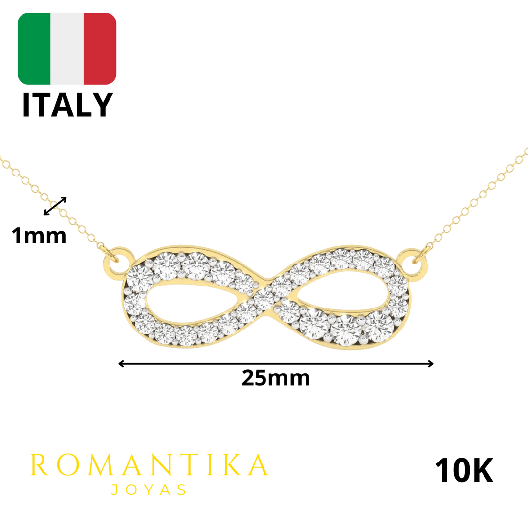 Collar Infinito Brilloso Con Cadena 45cm 10K