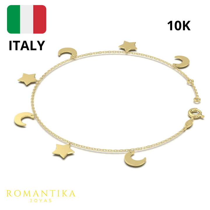 Pulsera Luna Estrellas 18cm 10k