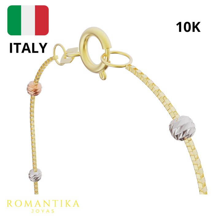 Tobillera Viviana 3 Oros Bolita 10k 25cm