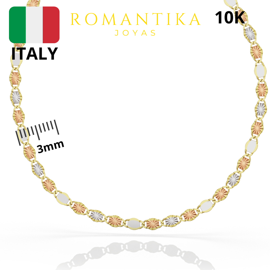 Cadena Valentina Tricolor Estrella 10k 3mm