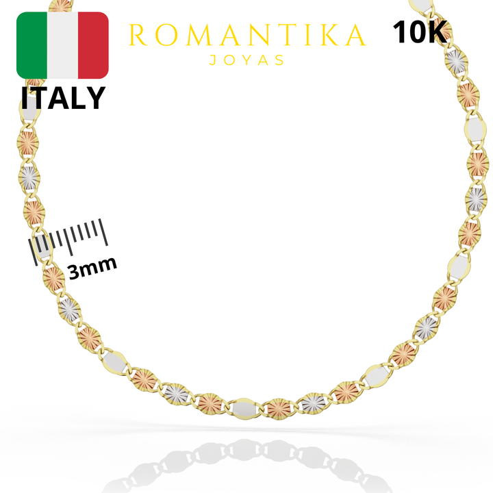 Cadena Valentina Tricolor Estrella 10k 3mm