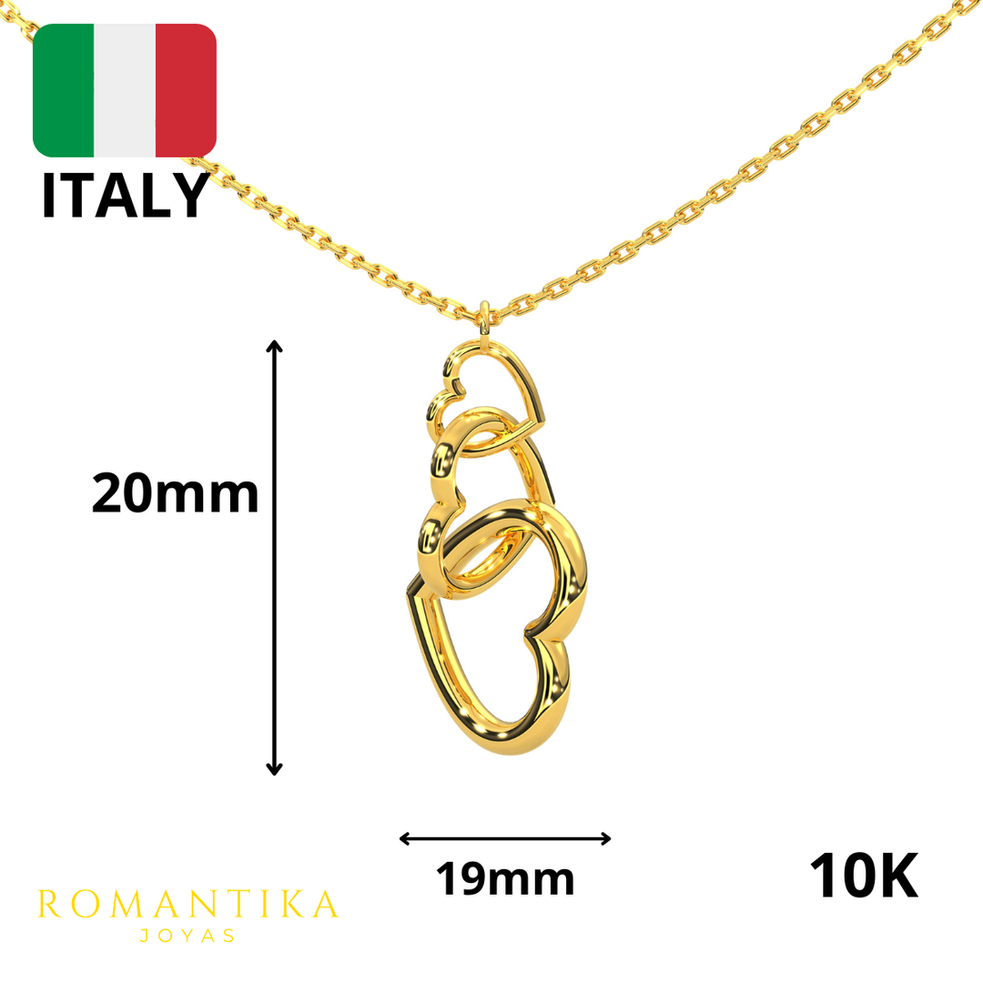 Collar Triple Corazon 10k