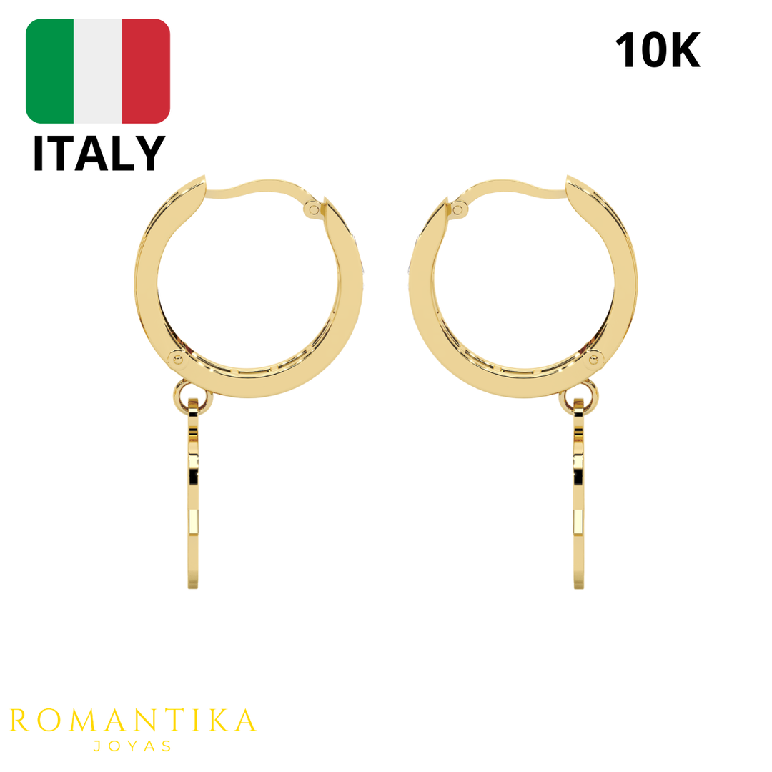 Aretes Huggie Arracada Mano De Fatima 10k