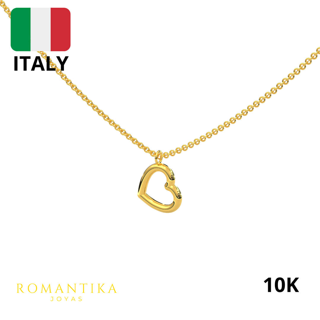 Collar Corazon Chico Tubular 10k