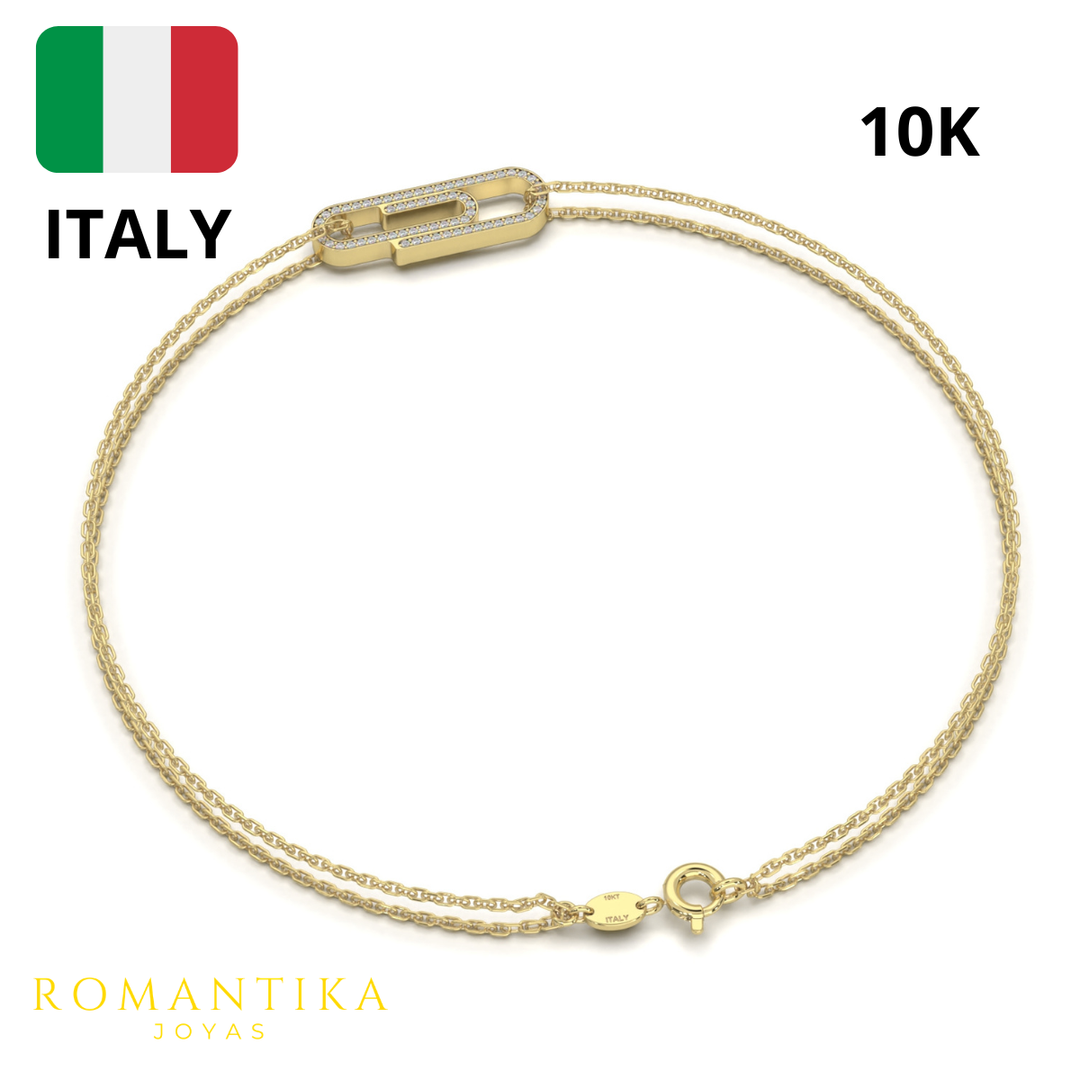 Pulsera Clip Brilloso 18cm 9mm 10k