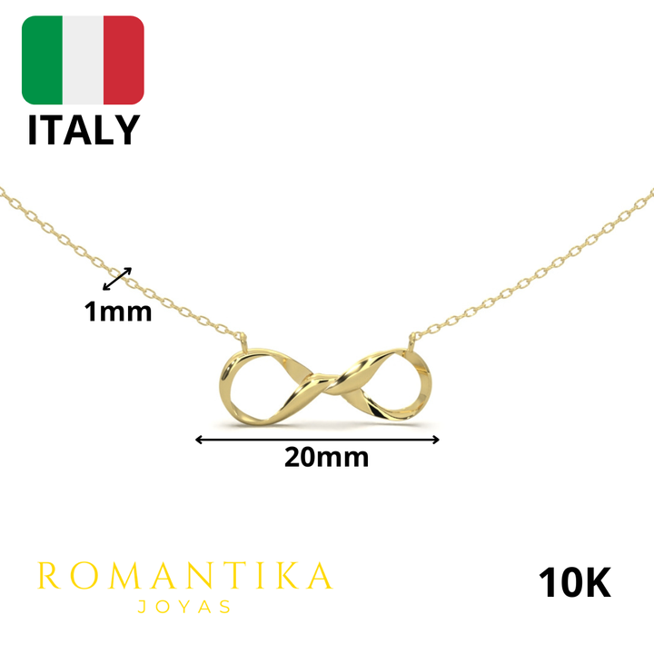 Collar Moño Infinito Con Cadena 45cm 10k