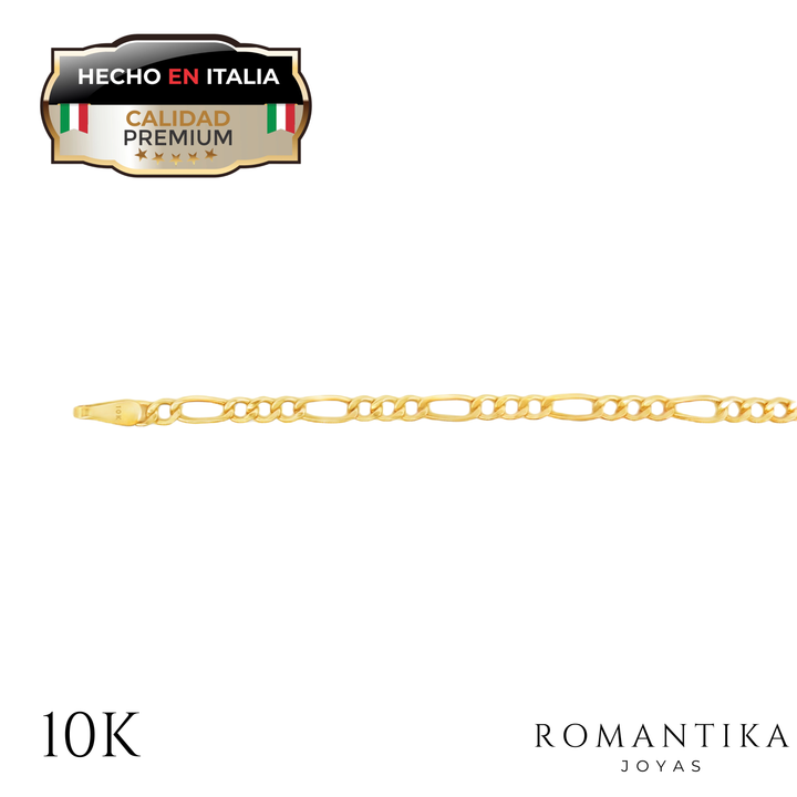 Cadena Fígaro Estilo Cartier 3x1  2mm 10k
