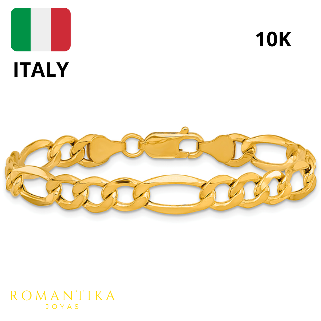 Pulsera Figaro Tejido 3x1 21cm 9.5mm 10k