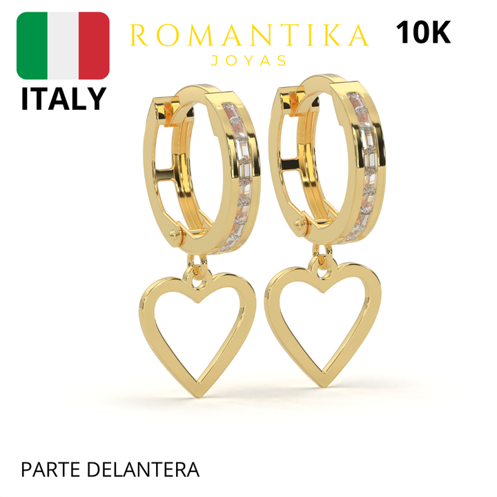 Arracada con Pendiente Corazón 10k