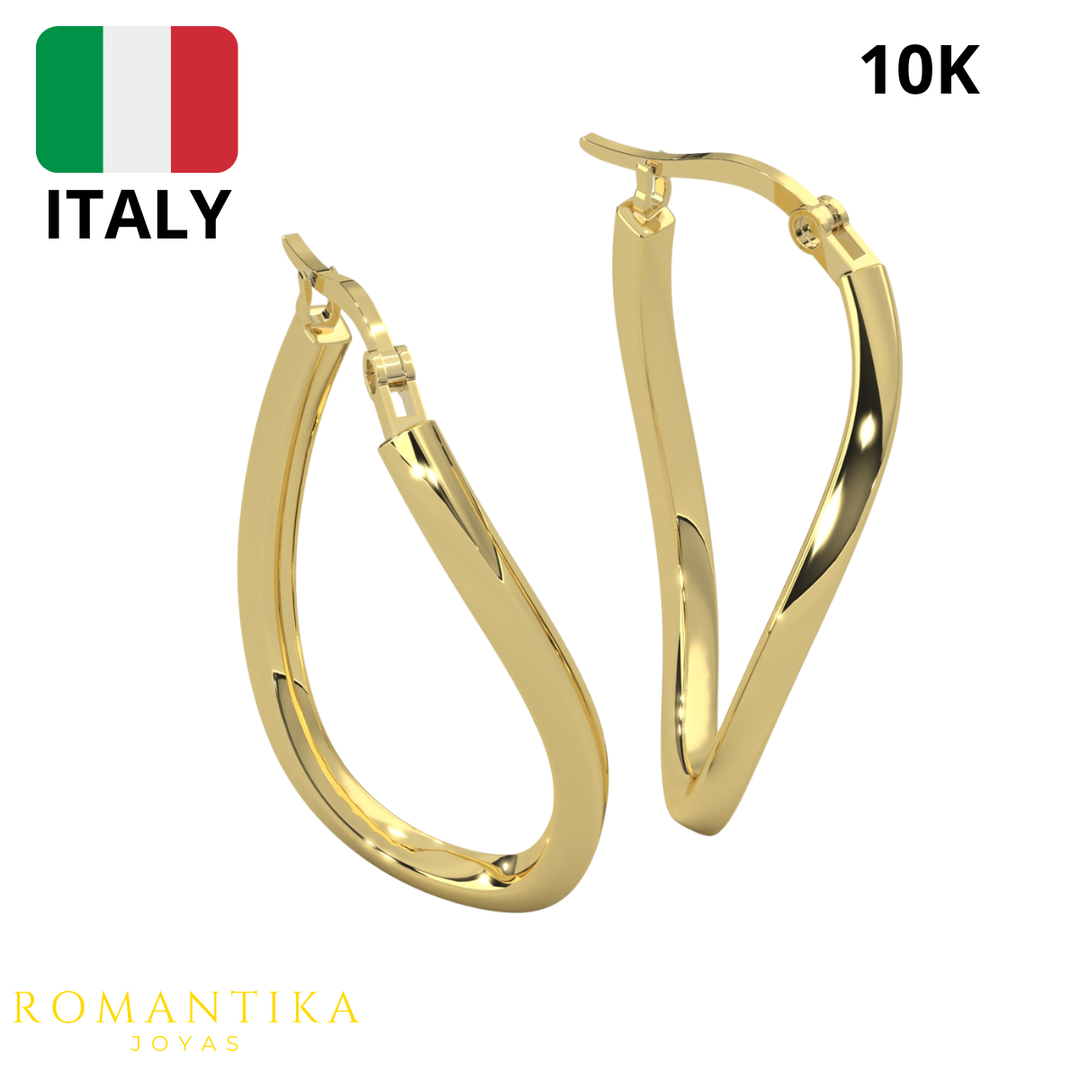 Pendientes Tubular Torcido 10k