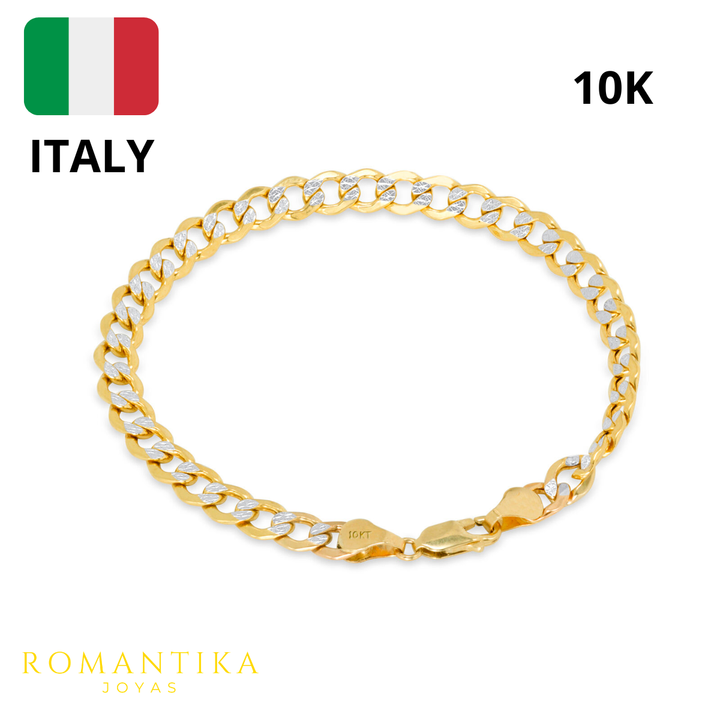 Pulsera Barbada Diamantada 21cm 6.5mm 10k