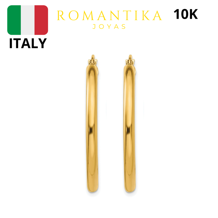 Argollas Tubular 25mm x 3mm 10k