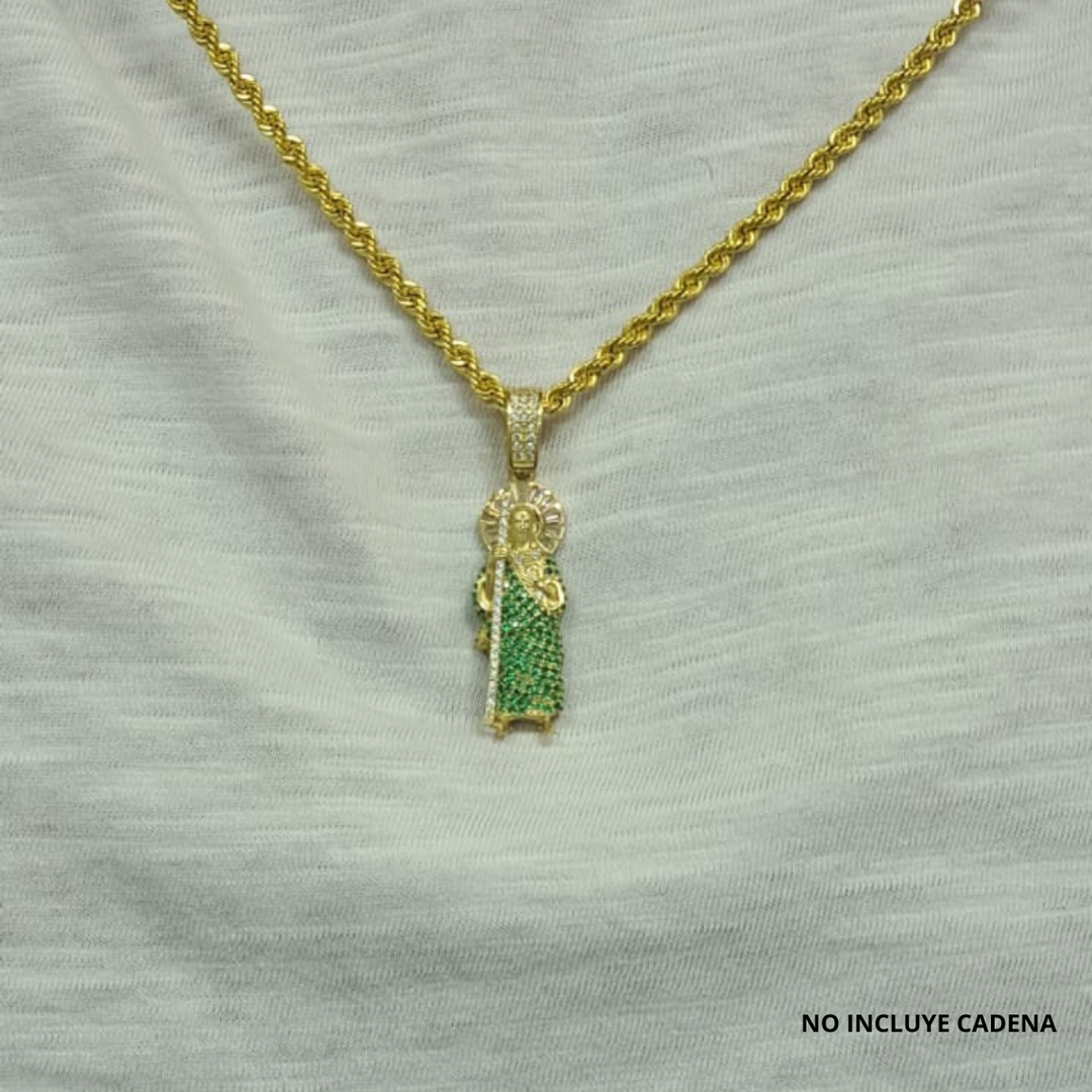 Dije San Judas Tadeo Con Zirconias Oro 10k