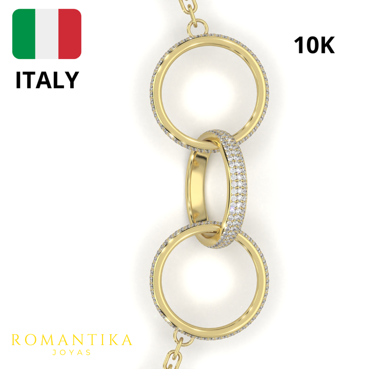 Pulsera Triple Aro Brilloso 18cm 10k