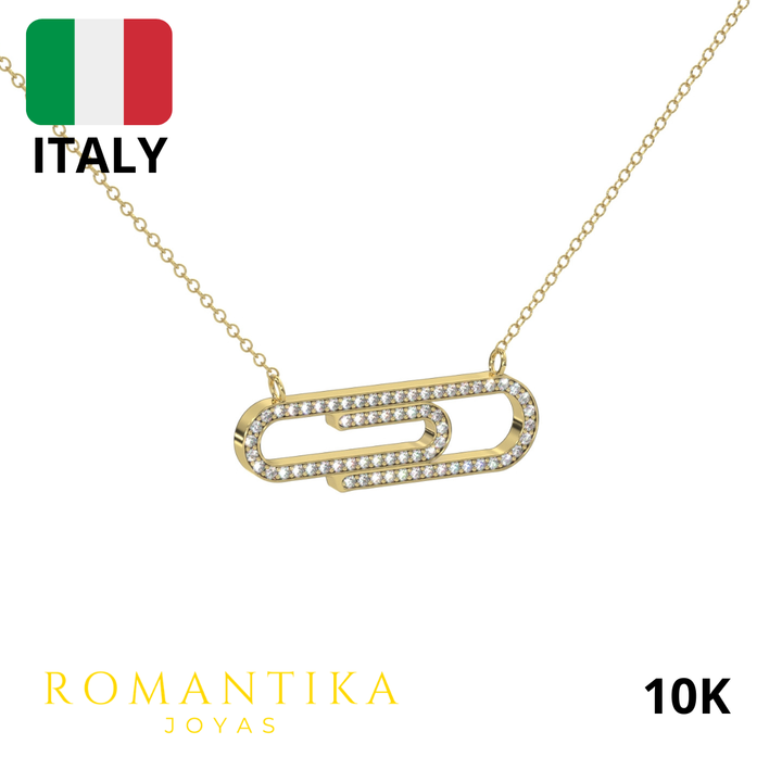 Collar Clip Brilloso Con Cadena 45cm 10k