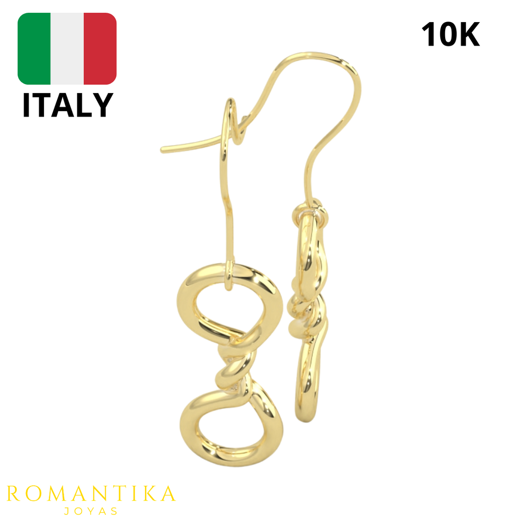 Aretes Pendientes Doble Nudo 10k
