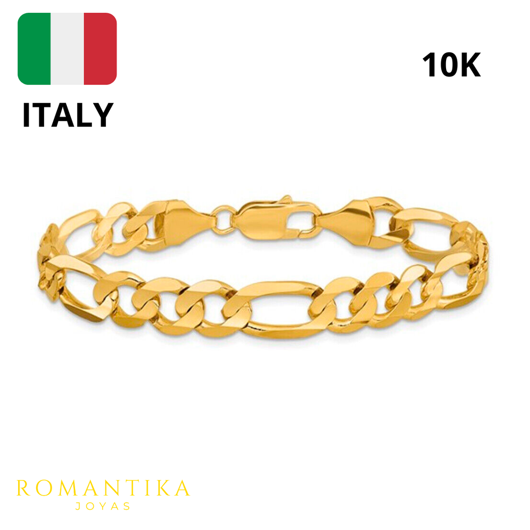 Pulsera Figaro Tejido 3x1 8.5mm 21cm 10k