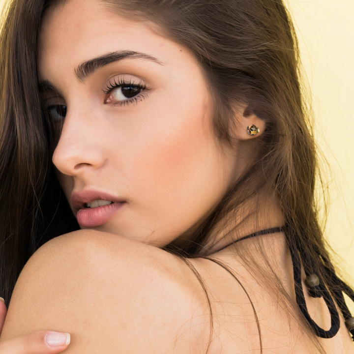Aretes Broquel Bola De 3 Oros 10k