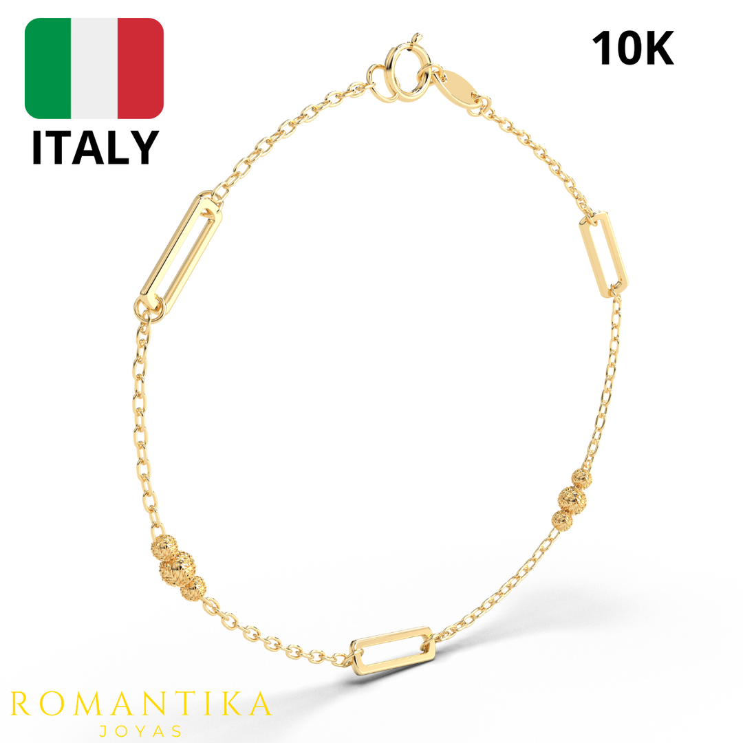 Pulsera Figaro Bolita 10k