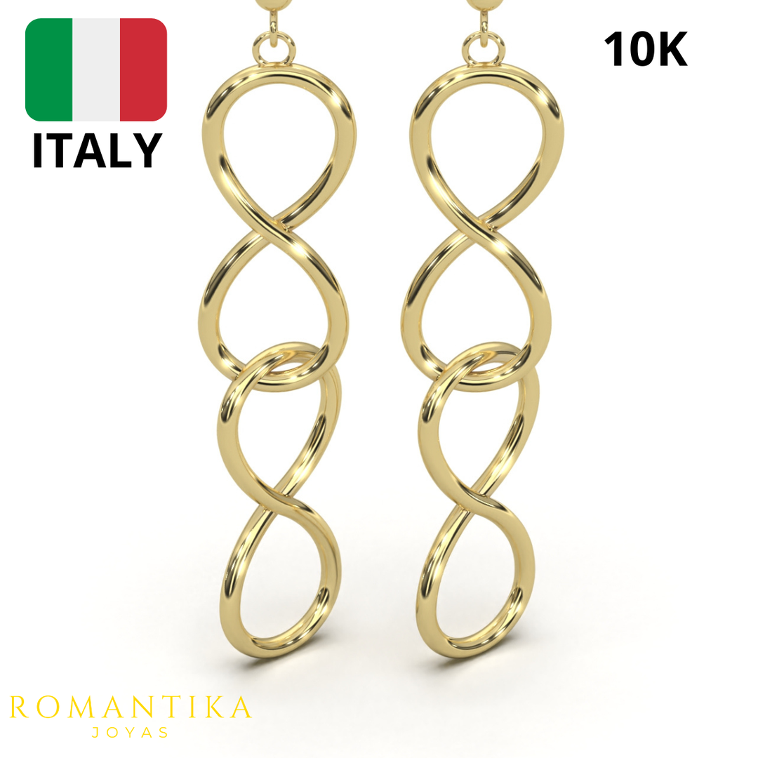 Arete Pendiente Doble Infinito 10k