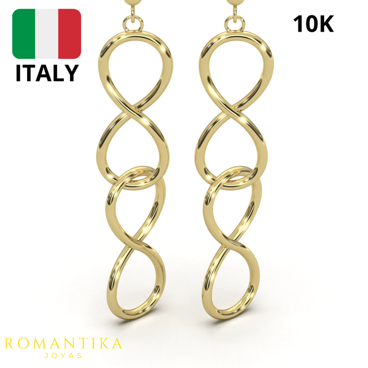 Arete Pendiente Doble Infinito 10k