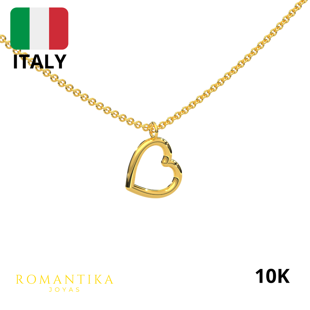 Collar Corazon Grande Tubular 10k