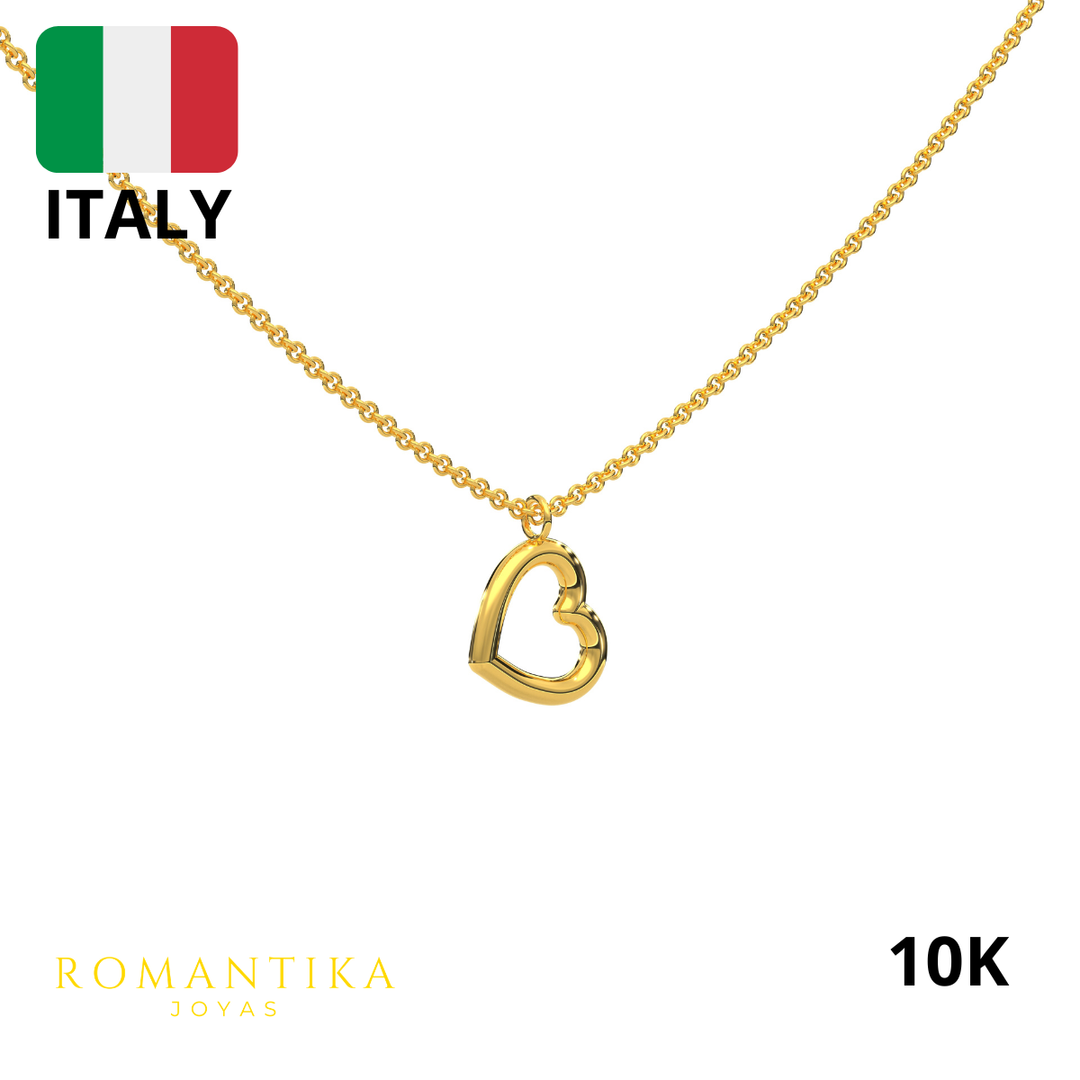 Collar Corazon Chico Tubular 10k