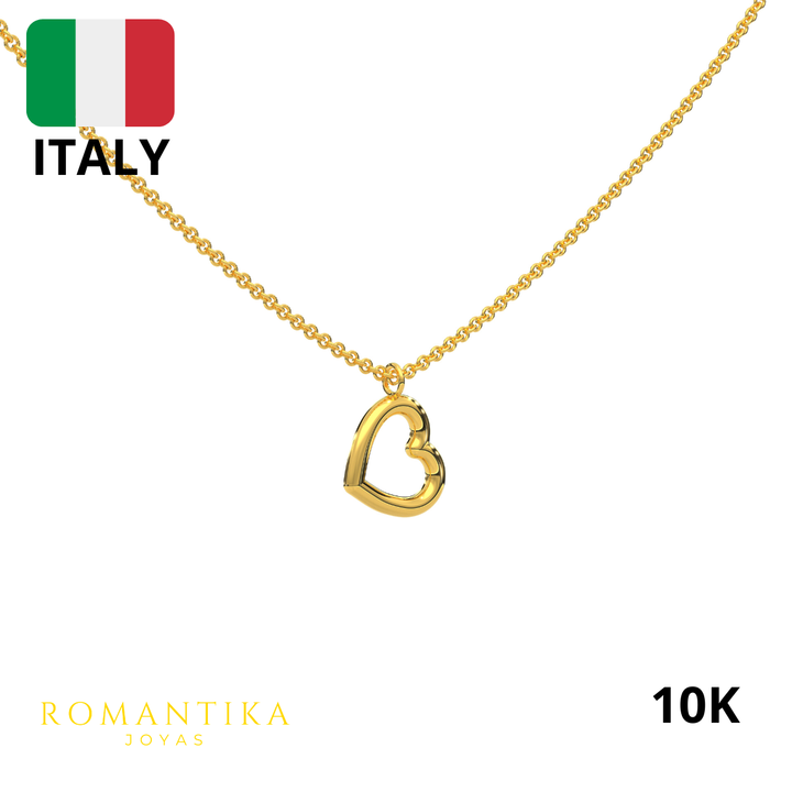Collar Corazon Chico Tubular 10k