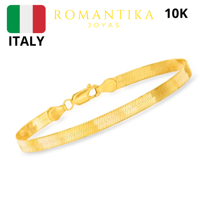 Pulsera Panza De Víbora 18cm 5mm 10k