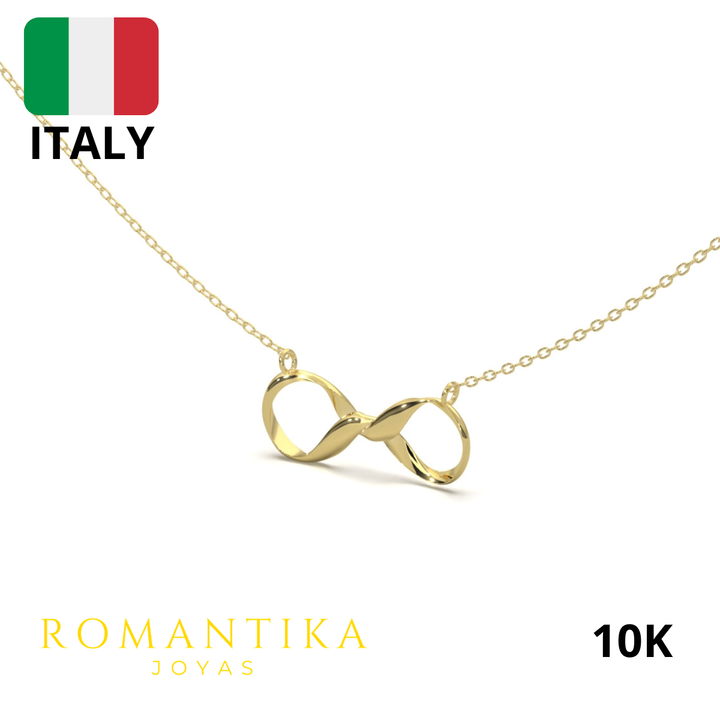 Collar Moño Infinito Con Cadena 45cm 10k