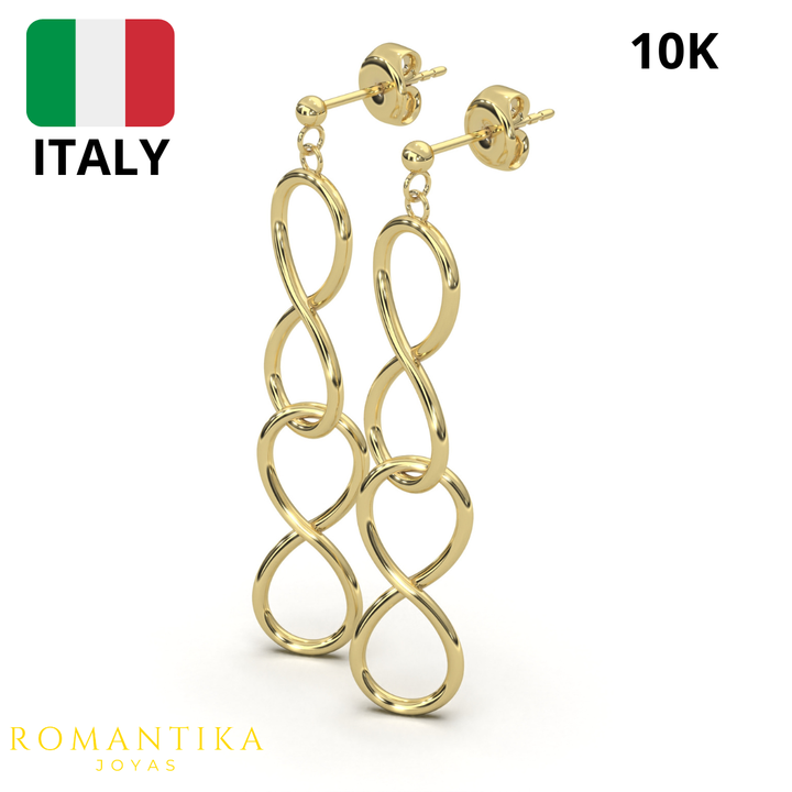 Arete Pendiente Doble Infinito 10k