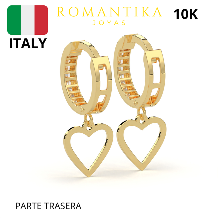 Arracada con Pendiente Corazón 10k
