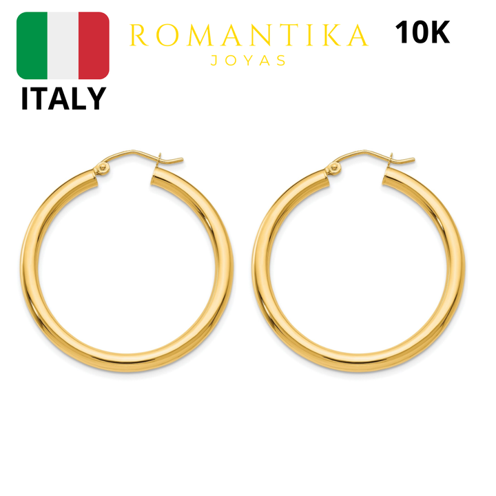 Argollas Tubular 25mm x 3mm 10k