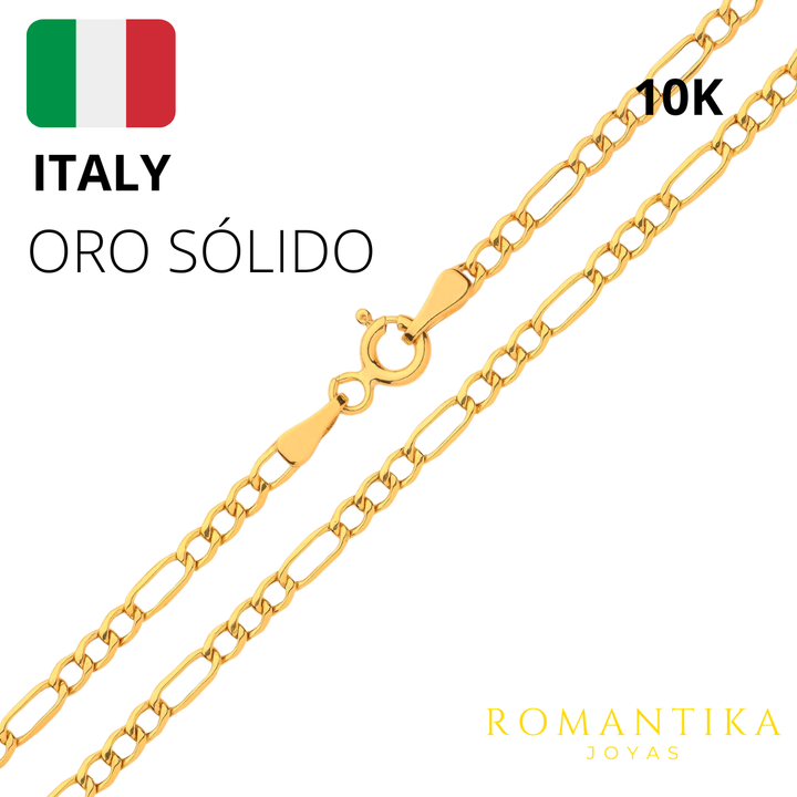 Pulsera Figaro 3x1 10k 2.8mm