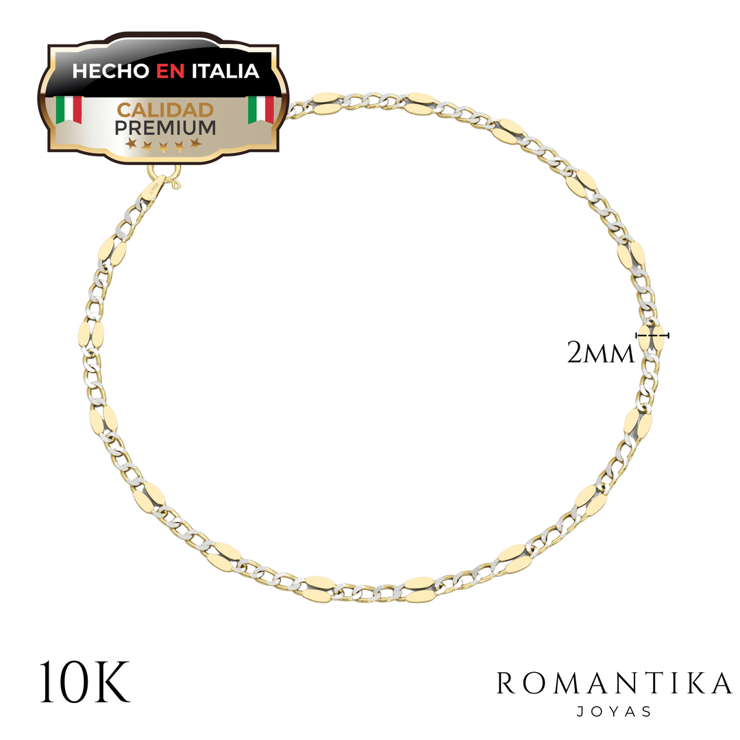 Pulsera Mini Remache Diamantada 10k 2mm