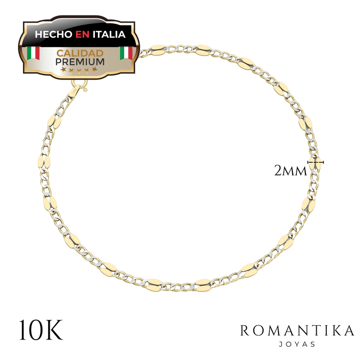 Pulsera Mini Remache Diamantada 10k 2mm