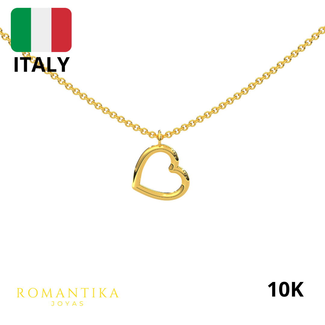 Collar Corazon Grande Tubular 10k