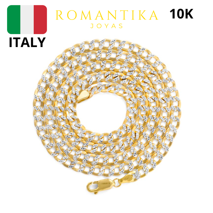Cadena Barbada Cubana Diamantada 10k 4.5mm