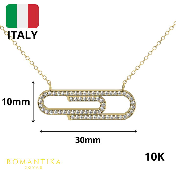 Collar Clip Brilloso Con Cadena 45cm 10k