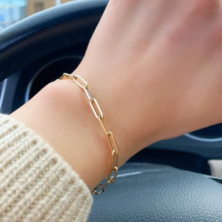 Pulsera Paperclip 4mm Oro 10 Kilates