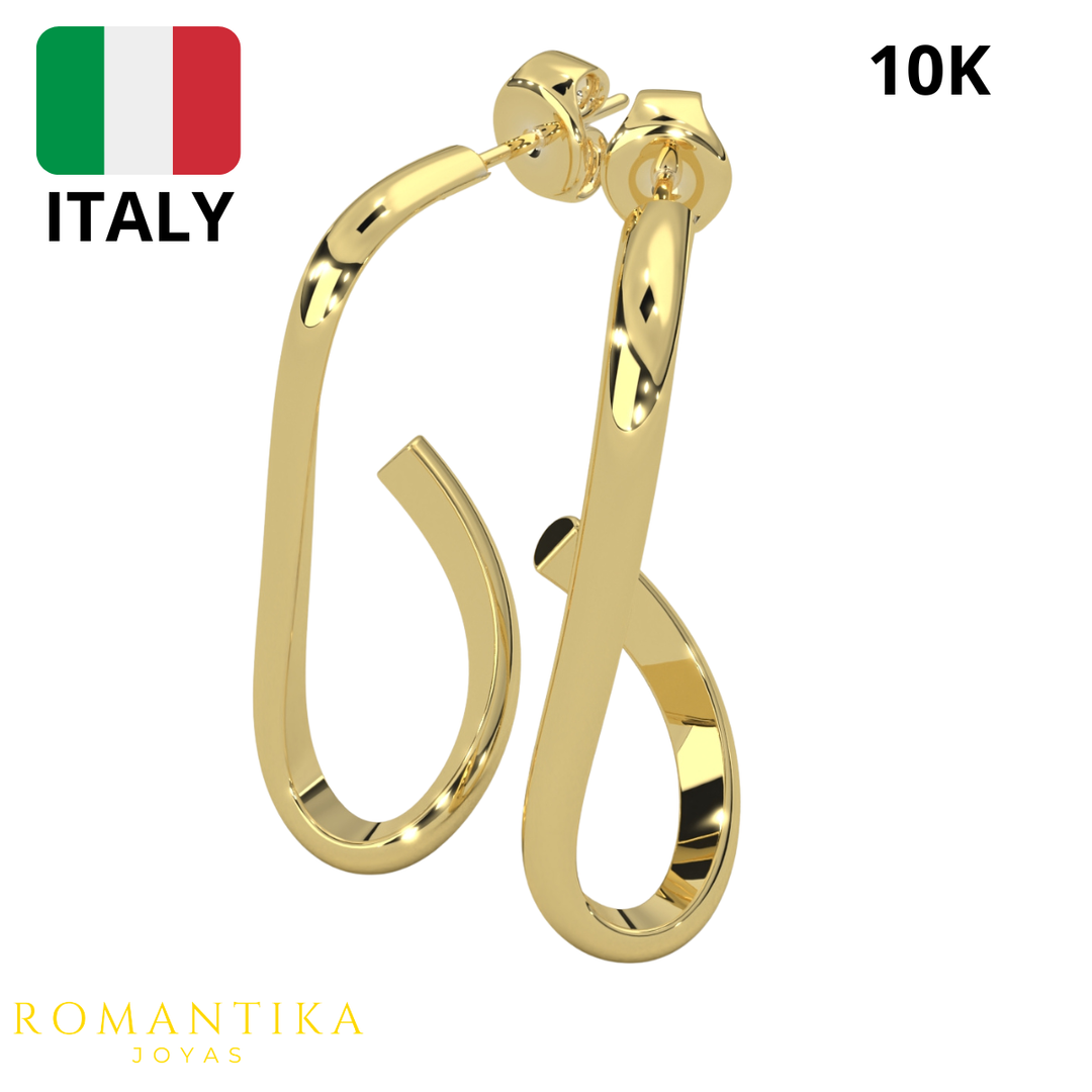 Aretes Pendientes Moño Largo 10k