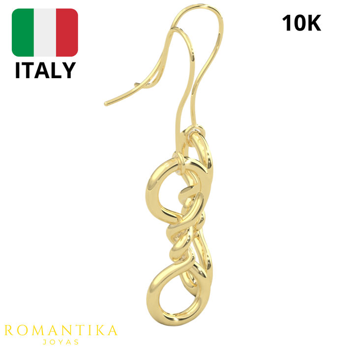 Aretes Pendientes Doble Nudo 10k