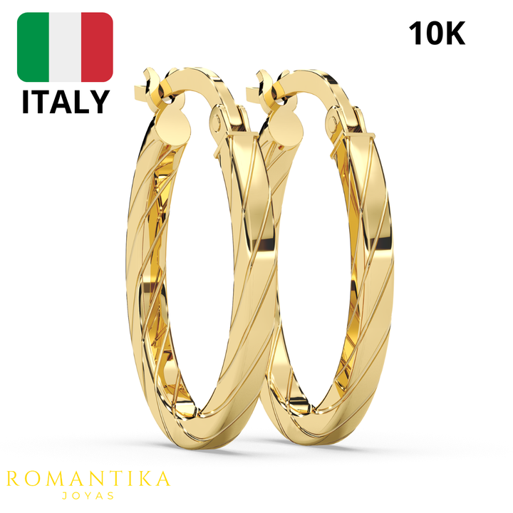 Aretes Tubular Torcido Ovalado 10k
