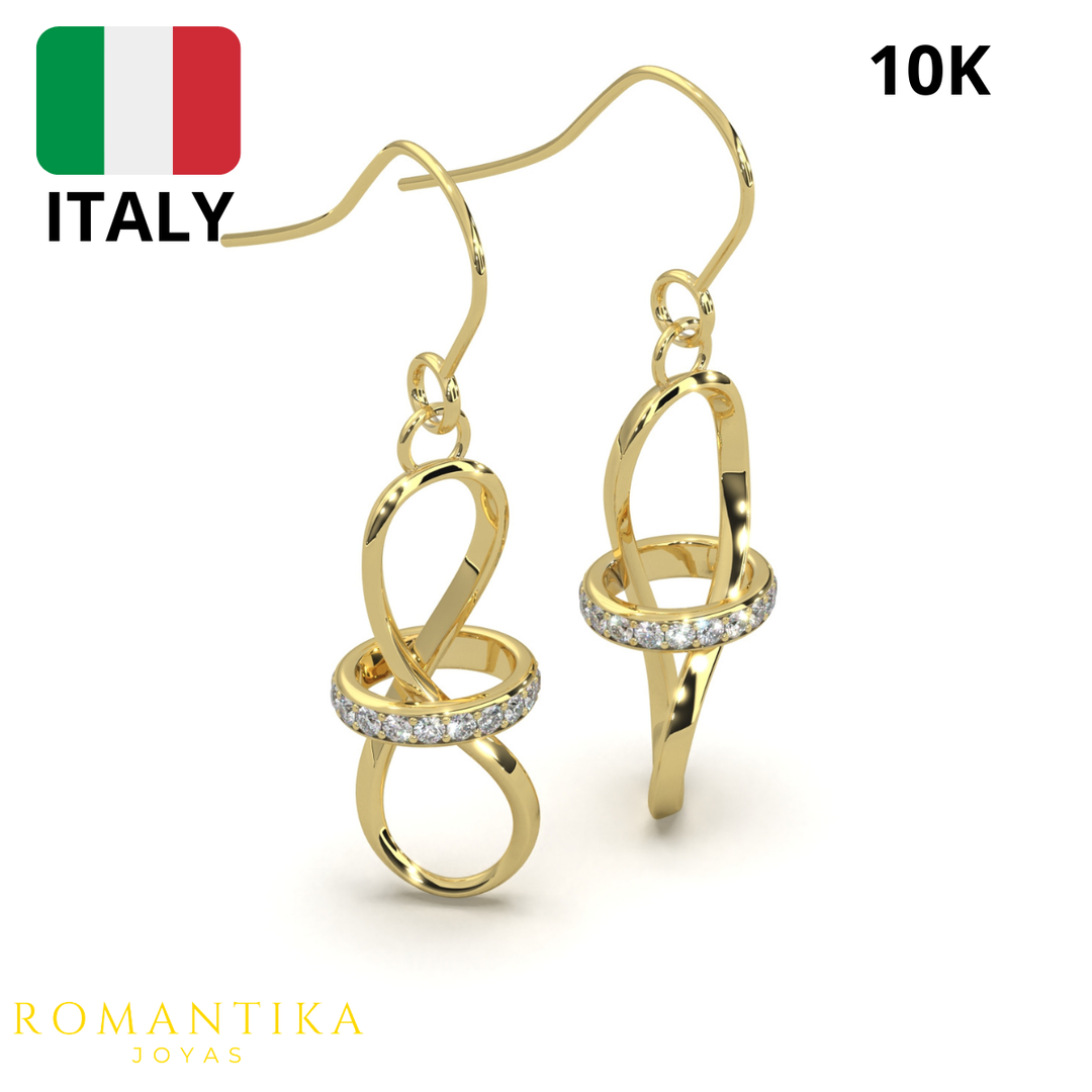 Aretes Pendiente Infinito Con Aro Brilloso 10k